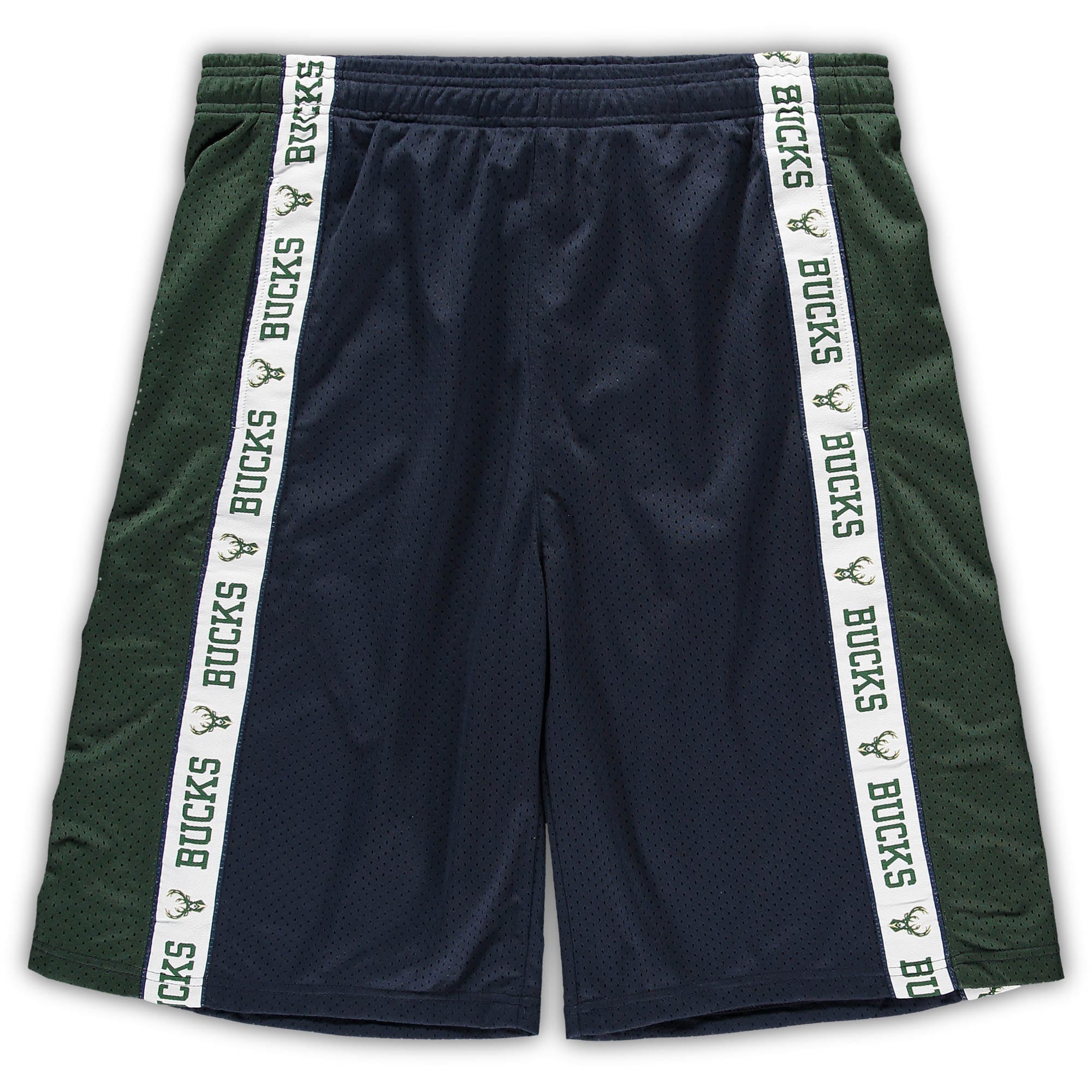 Men's Fanatics Navy/Hunter Green Milwaukee Bucks Big \u0026 Tall Tape Mesh Shorts